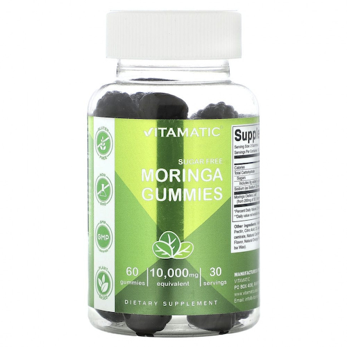 Vitamatic, Жевательные мармеладки с морингой без сахара, 5000 мг, 60 жевательных таблеток #1