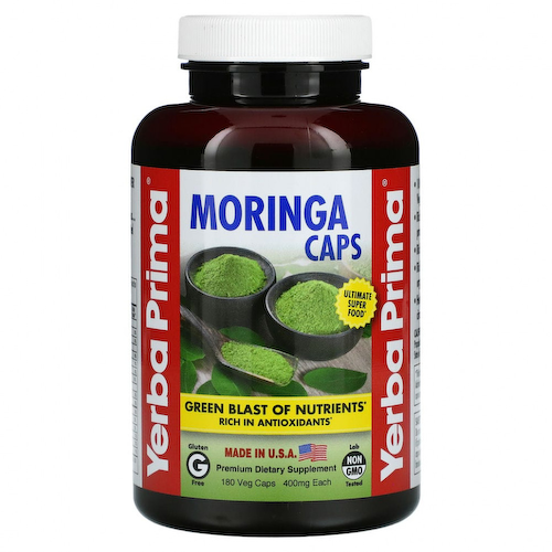 Yerba Prima, моринга в капсулах, 400 мг, 180 вегетарианских капсул #1