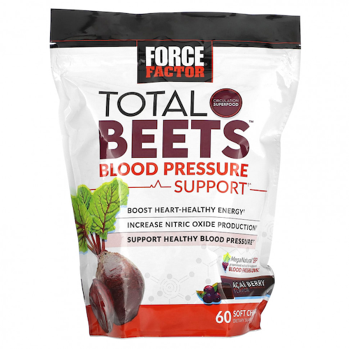 Force Factor, Total Beets, средство для поддержки артериального давления, ягоды асаи, 60 жевательных таблеток #1