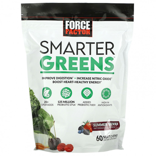 Force Factor, Smarter Greens, летние ягоды, 60 жевательных таблеток #1