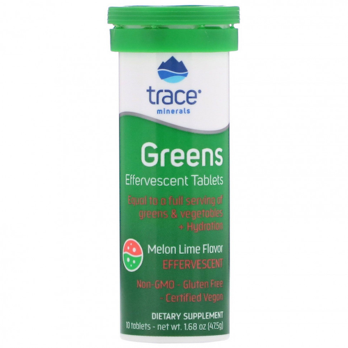 Trace Minerals ®, Greens, шипучие таблетки, со вкусом дыни и лайма, 10 таблеток #1
