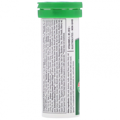 Trace Minerals ®, Greens, шипучие таблетки, со вкусом дыни и лайма, 10 таблеток #1