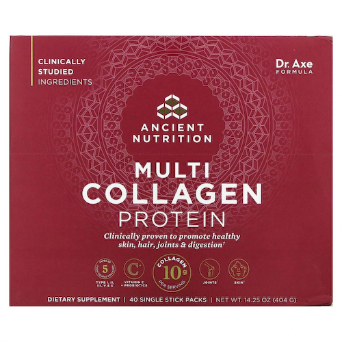 Dr. Axe / Ancient Nutrition, комплекс коллагенов и протеинов, 40 пакетиков-стиков по 10,1 г (0,36 унции) #1