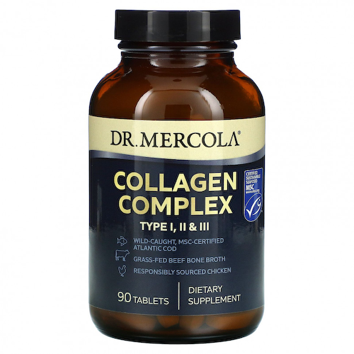 Dr. Mercola, Collagen Complex, тип I, II и III, 90 таблеток #1