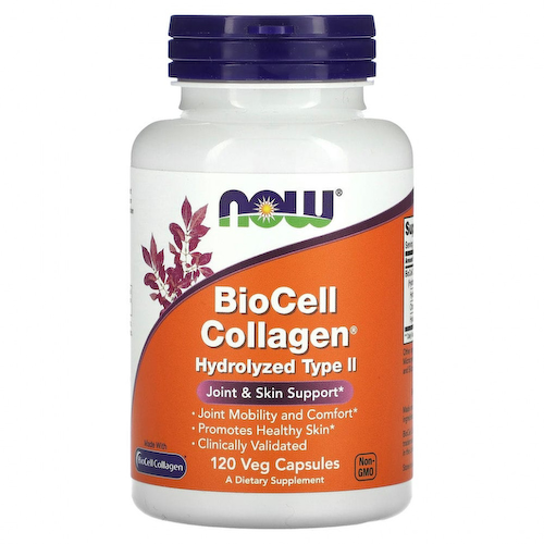 NOW Foods, BioCell Collagen, гидролизованный тип 2, 120 растительных капсул #1