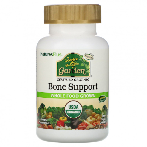 NaturesPlus, Source of Life Garden, органическая поддержка здоровья костей, 120 растительных капсул #1