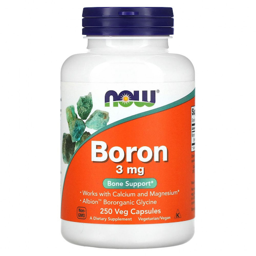 NOW Foods, бор, 3 мг, 250 растительных капсул #1