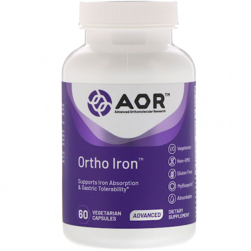 Advanced Orthomolecular Research AOR, Ортомолекулярное железо, 60 вегетарианских капсул #1
