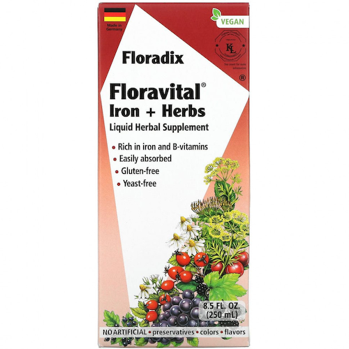 Gaia Herbs, Floradix, Floravital Iron + Herbs, 8,5 жидких унций (250 мл) #1