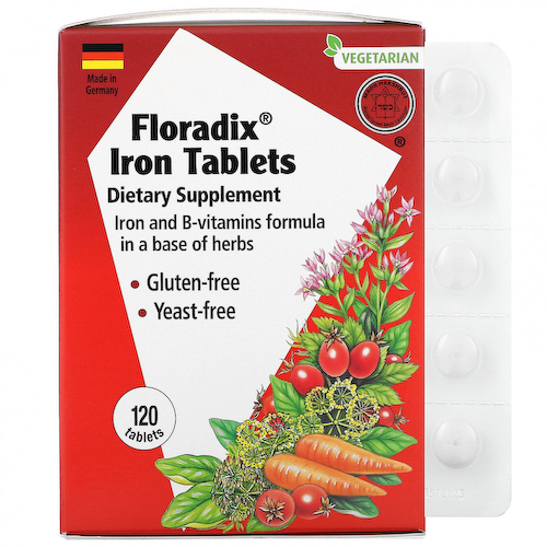 Gaia Herbs, Floradix, железо, 120 таблеток #1