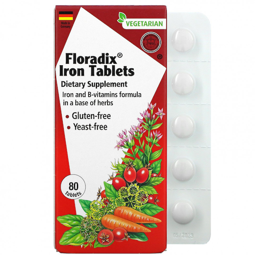 Gaia Herbs, Floradix, железо в таблетках, 80 таблеток #1