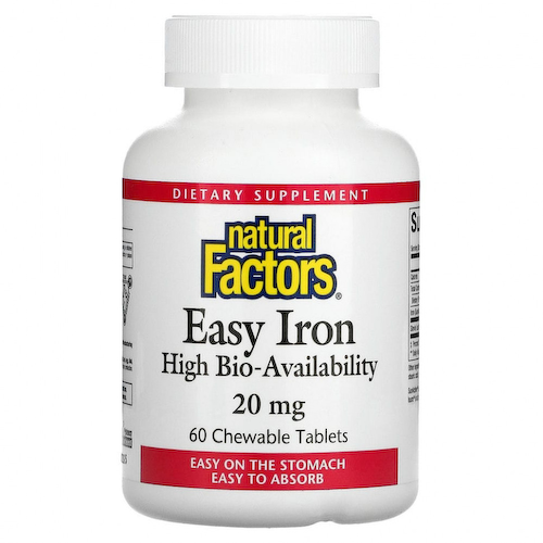 Natural Factors, Железо, 20 мг, 60 жевательных таблеток #1