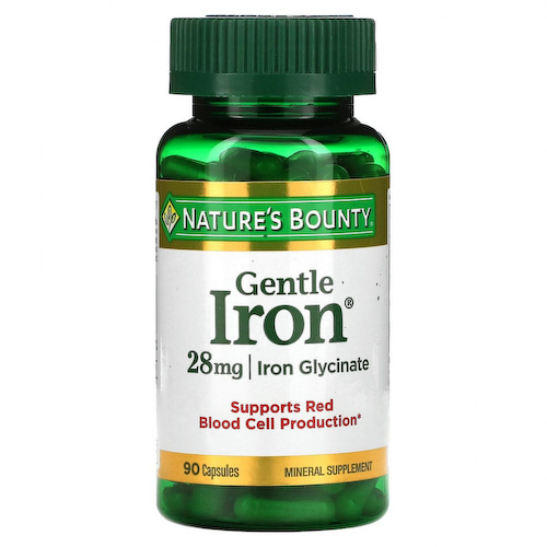 Nature's Bounty, Gentle Iron, железо, 28 мг, 90 капсул #1