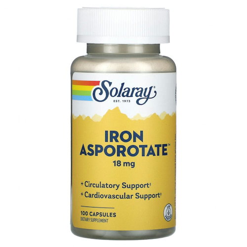 Solaray, Аспоротат железа, 18 мг, 100 капсул #1