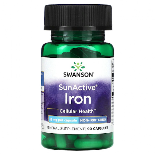 Swanson, SunActive, железо, 15 мг, 90 капсул #1
