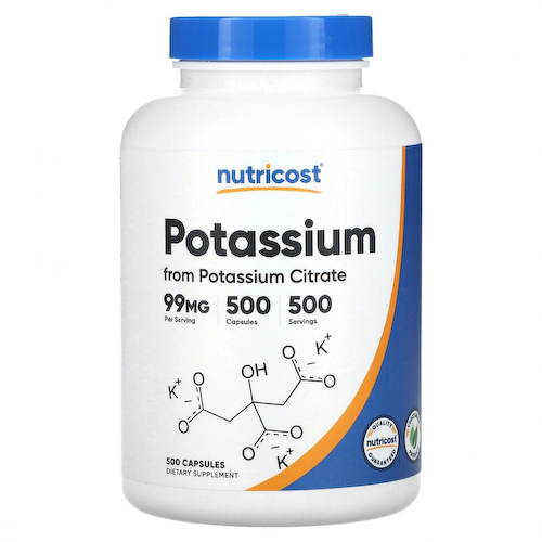 Nutricost, Калий, 99 мг, 500 капсул #1