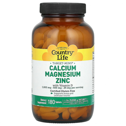 Country Life, Target-Mins, Calcium Magnesium Zinc with Vitamin D, 180 Tablets #1