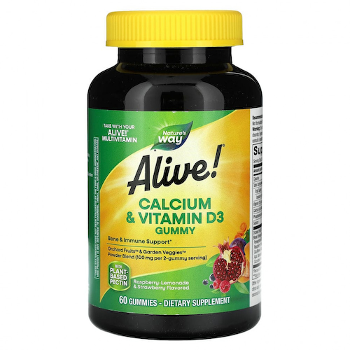 Nature's Way, Alive!, кальций и витамин D3, 60 жевательных конфет #1