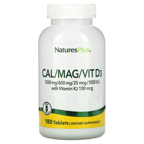 NaturesPlus, комплекс с кальцием, магнием, витаминами D3 и К2, 180 таблеток #1