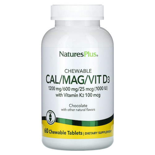 NaturesPlus, Жевательные таблетки Cal / Mag / Vit D3, шоколад, 60 жевательных таблеток #1