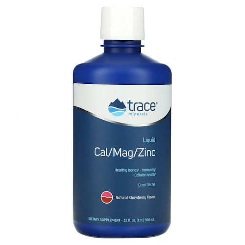 Trace Minerals ®, жидкая добавка с кальцием, магнием и цинком, натуральный клубничный вкус, 946 мл (32 жидк. унции) #1