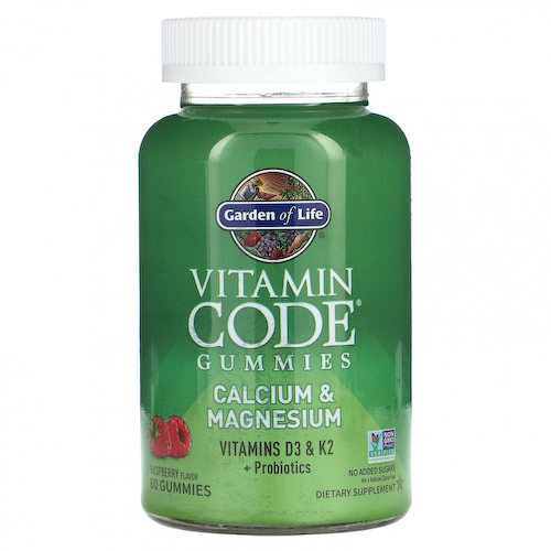 Garden of Life, Vitamin Code, жевательные таблетки с кальцием и магнием, малина, 60 жевательных таблеток #1