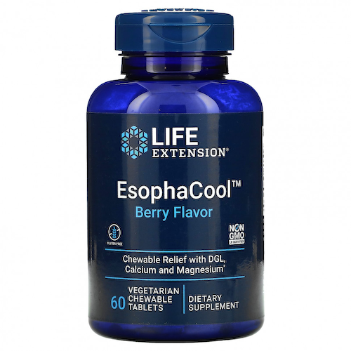 Life Extension, EsophaCool, с ягодным вкусом, 60 вегетарианских жевательных таблеток #1