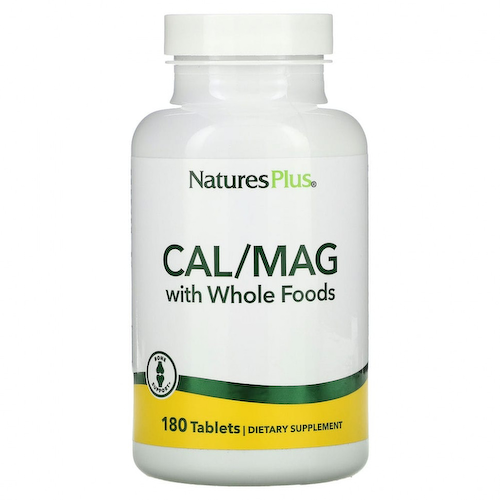 NaturesPlus, кальций и магний с цельнопищевыми ингредиентами, 180 таблеток #1