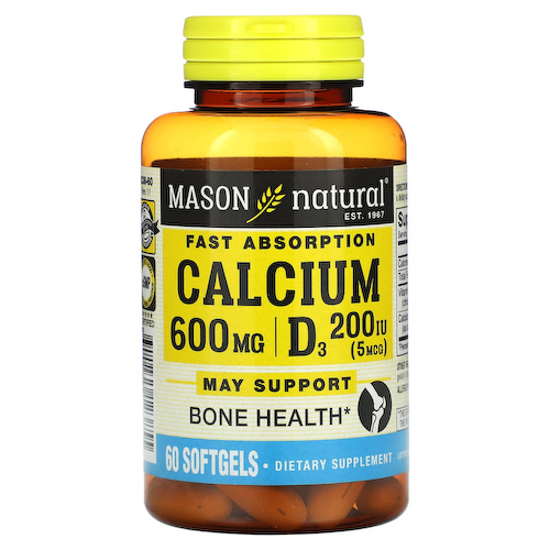 Mason Natural, Кальций с витамином D3, 60 мягких таблеток #1