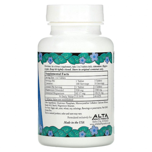 Alta Health, Хлорид магния, 100 таблеток #1