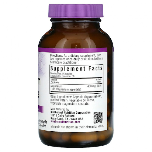 Bluebonnet Nutrition, Аспартат магния, 100 растительных капсул #1