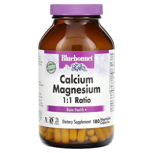 Bluebonnet Nutrition, Кальций и магний в соотношении 1: 1, 180 растительных капсул #1