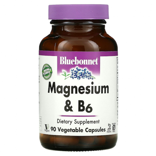 Bluebonnet Nutrition, магний и витамин B6, 90 вегетарианских капсул #1
