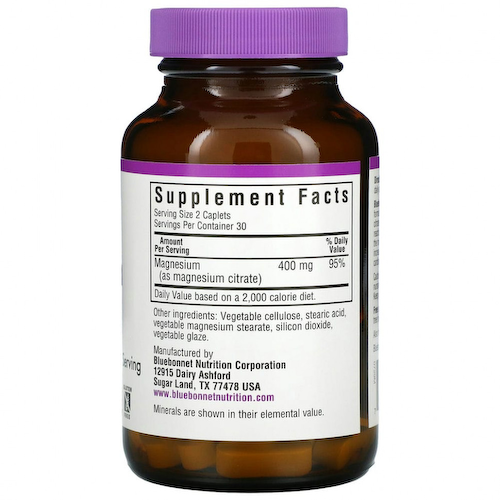 Bluebonnet Nutrition, цитрат магния, 400 мг, 60 капсул #1