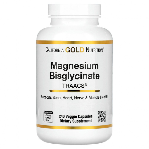 California Gold Nutrition, бисглицинат магния, 240 вегетарианских капсул #1