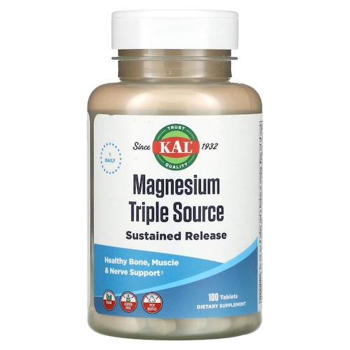 KAL, Магний Triple Source SR, 500 мг, 100 таблеток #1