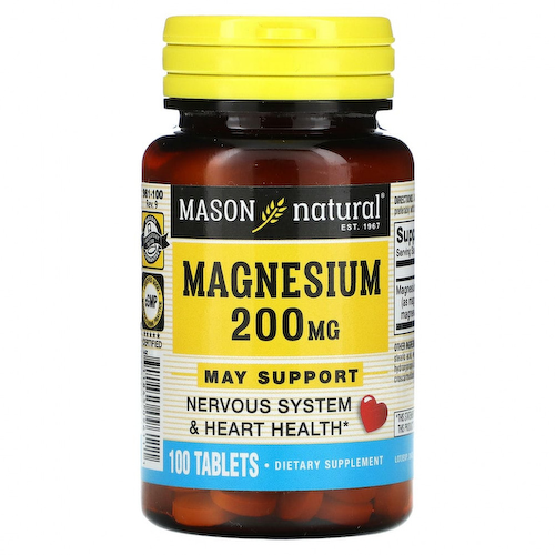Mason Natural, Магний, 200 мг, 100 таблеток #1