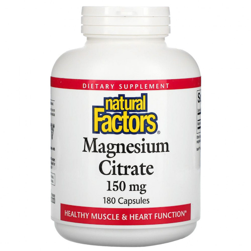 Natural Factors, цитрат магния, 150 мг, 180 капсул #1