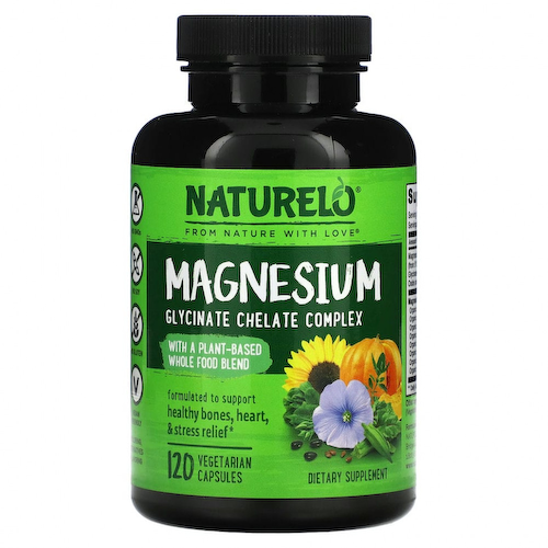 NATURELO, хелат глицината магния, 200 мг, 120 вегетарианских капсул #1