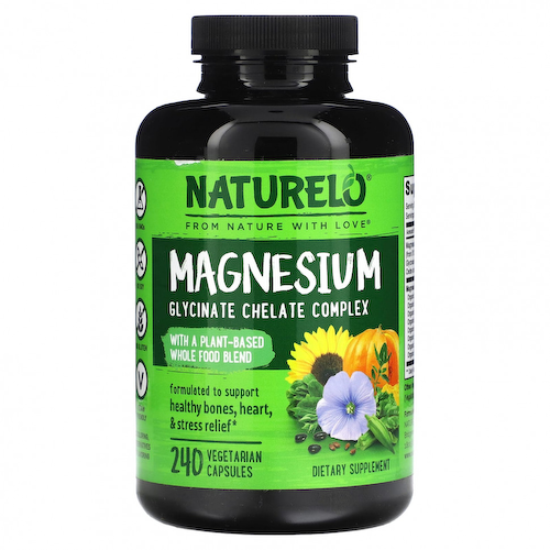 NATURELO, Комплекс глицината магния и хелата, 240 вегетарианских капсул #1