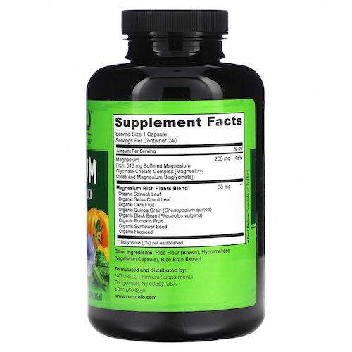 NATURELO, Комплекс глицината магния и хелата, 240 вегетарианских капсул #1