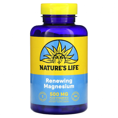 Nature's Life, магний и витамин B6, 500 мг, 180 вегетарианских капсул #1