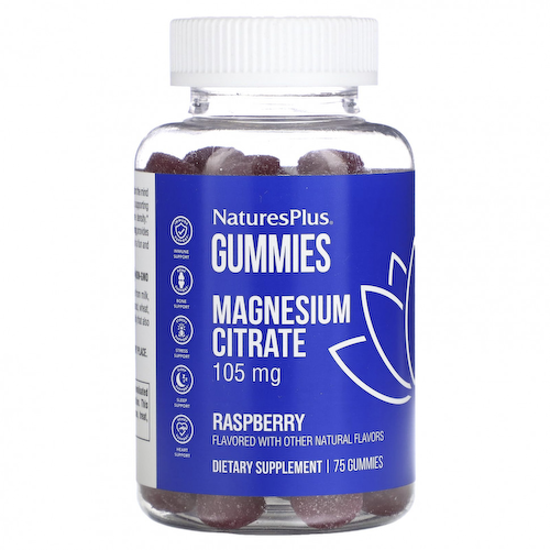 NaturesPlus, Цитрат магния, малина, 105 мг, 75 жевательных таблеток #1
