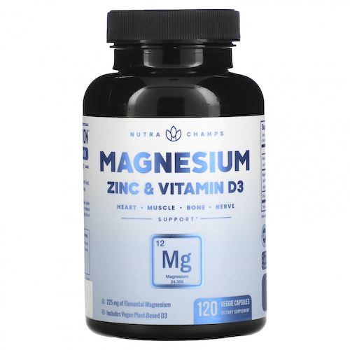 NutraChamps, Magnesium, Zinc & Vitamin D3, 120 Veggie Capsules #1