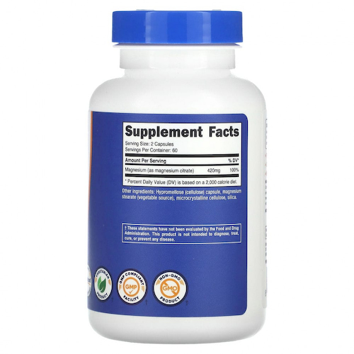 Nutricost, Цитрат магния, 210 мг, 120 капсул #1