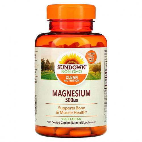 Sundown Naturals, Магний, 500 мг, 180 капсуловидных таблеток в оболочке #1