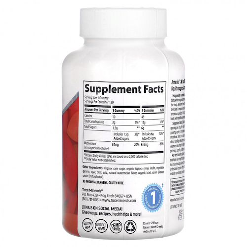 Trace Minerals ®, Жевательные мармеладки с магнием, арбуз, 120 жевательных таблеток #1