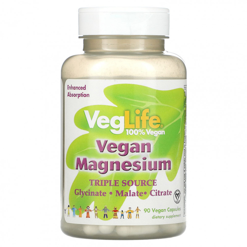 VegLife, веганский магний, тройной источник, 90 веганских капсул #1