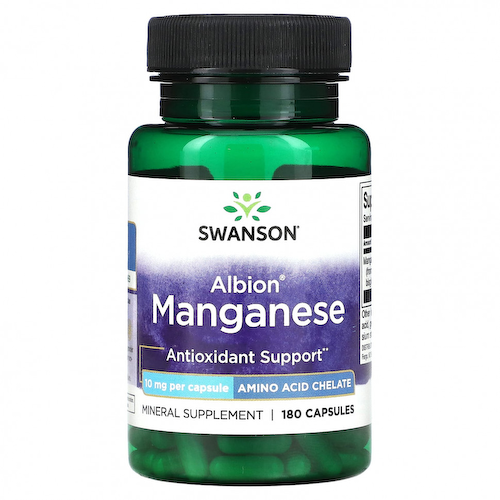 Swanson, Albion марганец, 10 мг, 180 капсул #1
