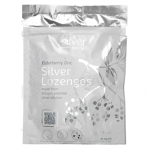 American Biotech Labs, Silver Biotics, леденцы с бузиной и цинком и серебром, 21 пастилка, 79,8 г (2,8 унции) #1